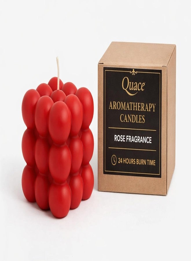 Quace Red Bubble Cube Candle, Scented, 100% Soy Wax. - Image 1